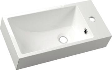 SAPHO ARIANA Umivalnik, Lit Marmer, 50x25cm, Desna Pipa, Bela