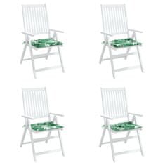Vidaxl Blazine za stole 4 kosi vzorec listja 40x40x3 cm tkanina