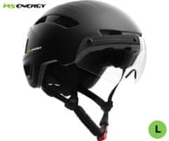 MS ENERGY MSH-500 pametna čelada, velikost L, LED osvetlitev, polnilna baterija, magnetni sneljiv vizir, črna