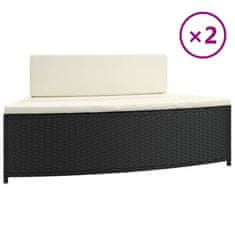 Vidaxl Klop za masažno kad z blazino 2 kosa črn poli ratan