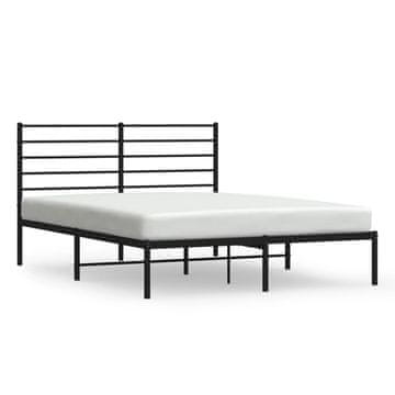 Vidaxl Kovinski posteljni okvir z vzglavjem črn 120x190 cm