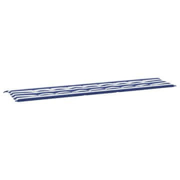 Vidaxl Blazina za vrtno klop modre in bele črte 200x50x4 cm tkanina