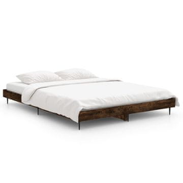 Vidaxl Posteljni okvir brez vzmetnice hrast 140x190 cm inženirski les