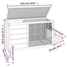 Greatstore Zajčnik rjav 103x44x69,5 cm trdna borovina