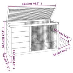 Greatstore Zajčnik mocha 103x44x69,5 cm trdna borovina