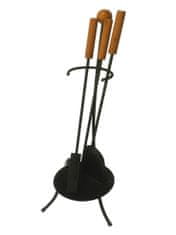 STREFA Orodje za kamin jeklo/les, 3-delni komplet orodja s stojalom