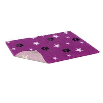 VetBed proti zdrsu / Drybed vijolična šapa in zvezda 100 x 75 cm, dlaka 30 mm