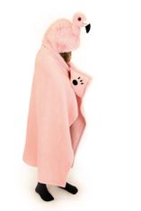 Cozy Noxxiez BL816 Flamingo - topla odeja s kapuco z žepi za živali in tačke