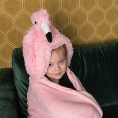 Cozy Noxxiez BL816 Flamingo - topla odeja s kapuco z žepi za živali in tačke