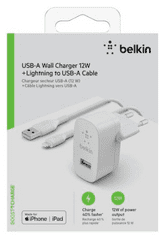 Belkin USB-A polnilec, 220V, 12 W+ Lightning kabel