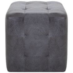 Vidaxl Nočne omarice 2 kosa sive 30x30x30 cm umetno semiš usnje