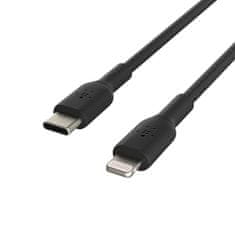 Belkin Boost podatkovni kabel, USB-C na Lightning, črn (CAA003bt1MBK)