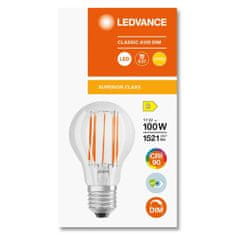 LEDVANCE Zatemnitvena LED žarnica E27 A60 11W = 100W 1521lm 2700K Topla bela 300° CRI90 Filament Superior