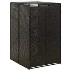 Vidaxl Enojna lopa za smetnjak črna 70x80x117 cm poli ratan
