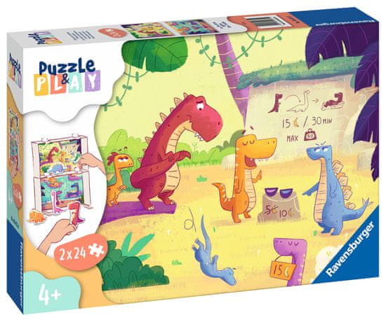Ravensburger Puzzle & Play Dinozaver sestavljanka, 2x24 kosov