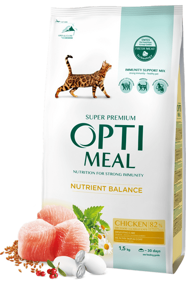 OptiMeal  suha hrana za mačke s piščancem 1,5 kg