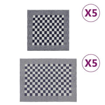 Vidaxl vidaXL Komplet 10 brisač, modro-bele, bombažne