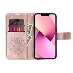 OEM MEZZO Knjižna torba za OPPO RENO 14 / 14F mandala zlato roza