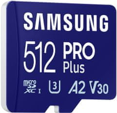 Samsung PRO Plus MicroSDXC 512 GB + adapter SD / CL10 UHS-I U3 / A2 / V30