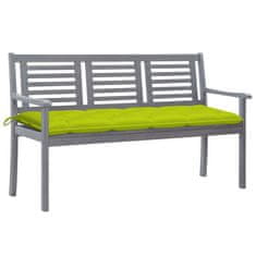 Vidaxl Vrtna klop za 3 osebe z blazino 150 cm siv evkaliptusov les