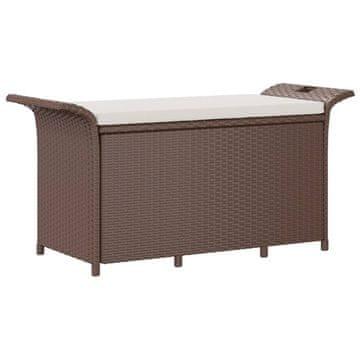 Vidaxl Vrtna klop z blazino rjava 116x46x57 cm poli ratan