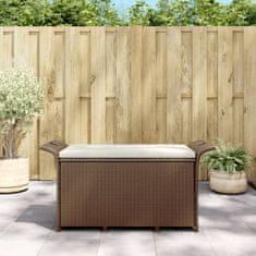 shumee vidaXL Vrtna klop z blazino rjava 116x46x57 cm poli ratan