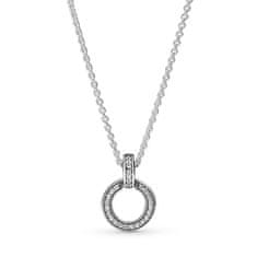 Pandora Očarljiva srebrna ogrlica s cirkoni 399487C01-45 (verižica, obesek)