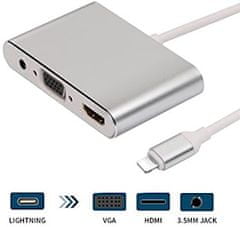 Andowl Pretvornik Apple Lightning Digital AV V (HDMI) + VGA Adapter