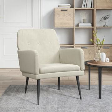 Vidaxl vidaXL Fotelj, kremne barve, 62x79x79 cm, oblazinjen z žametom