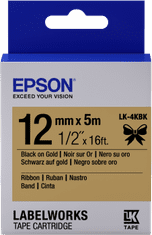 Epson Epsonov pladenj za etikete - satenast trak, LK-4KBK črna/zlata, 12 mm (5 m)