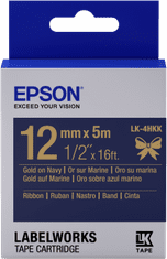 Epson Epsonov pladenj za etikete - satenast trak, LK-4HKK, zlata / mornarsko modra, 12 mm (5 m)