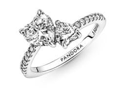 Pandora Srebrni prstan z bleščečimi srčki 191198C01 (Obseg 52 mm)