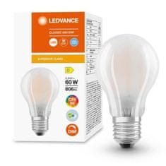 LEDVANCE Zatemnitvena LED žarnica E27 A60 5,8W = 60W 806lm 4000K Nevtralno bela 300° CRI90 Filament Mlečna Superior