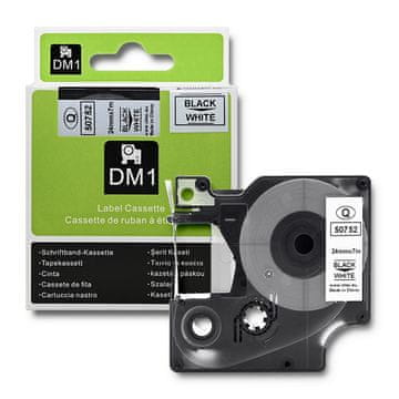 shumee Qoltec trak za DYMO D1 53713, 53718 | 24 mm x 7 m | bel/črn tisk