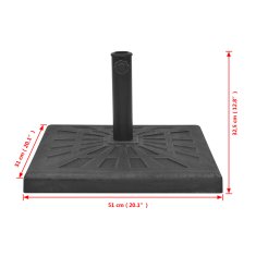 Vidaxl Podstavek za senčnik kvadraten črne barve 19 kg
