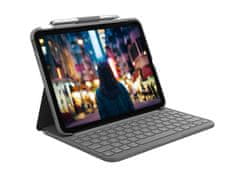 Logitech Slim Folio za iPad (10. Gen) ovitek s tipkovnico, SLO gravura, siv (TABLOR080)