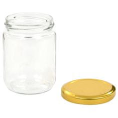 Vidaxl Stekleni kozarci z zlatimi pokrovi 96 kosov 230 ml