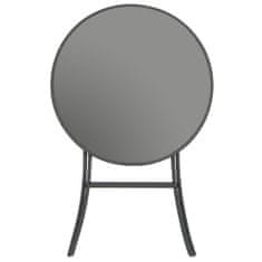 Vidaxl Zložljiva bistro miza siva 60x70 cm steklo in jeklo