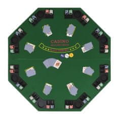 Vidaxl Zložljivo poker namizje za 8 igralcev osemkotno zeleno