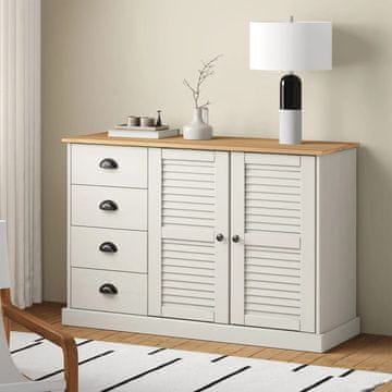 Vidaxl vidaXL VIGO Predalna omarica 113x40x75 cm bela masivna borovina