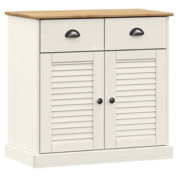 Vidaxl Komoda s predali VIGO 78x40x75 cm bela trdna borovina