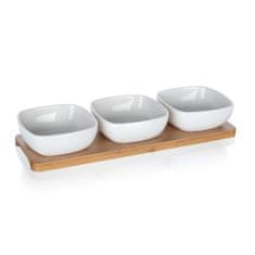 Banquet Komplet 4 skled (3 sklede, 1 pladenj) 33x9,7x4,7cm porcelan/bambus BRILLANTE