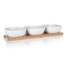 Banquet Komplet 4 skled (3 sklede, 1 pladenj) 33x9,7x4,7cm porcelan/bambus BRILLANTE