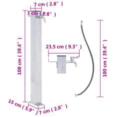 Greatstore Vrtni vodni stolp 100 cm nerjaveče jeklo kvadraten