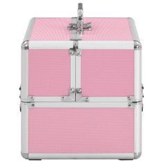 Vidaxl Kovček za ličila 22x30x21 cm roza aluminij