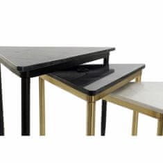 DKD Home Decor Komplet 3 majhnih mizic DKD Home Decor Bela Črna Zelena Zlata 68 x 46,5 x 53 cm