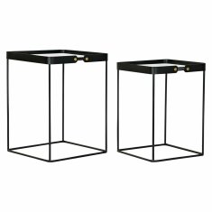 DKD Home Decor Komplet 2 majhnih mizic DKD Home Decor Black Golden 42 x 42 x 56 cm