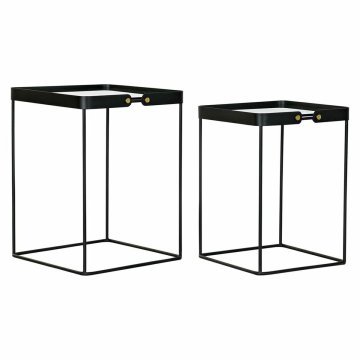 DKD Home Decor Komplet 2 majhnih mizic DKD Home Decor Black Golden 42 x 42 x 56 cm