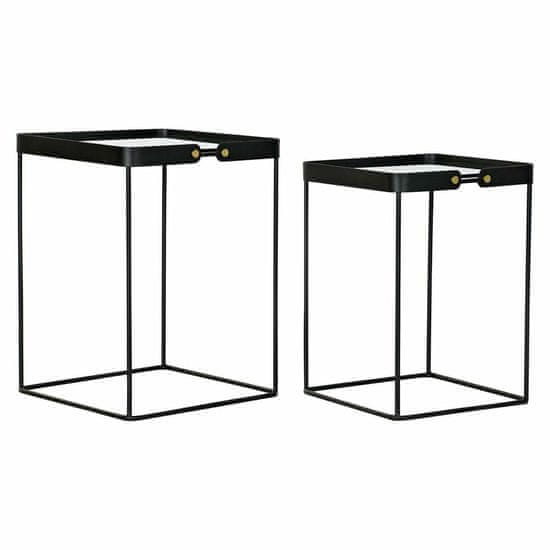 DKD Home Decor Komplet 2 majhnih mizic DKD Home Decor Black Golden 42 x 42 x 56 cm