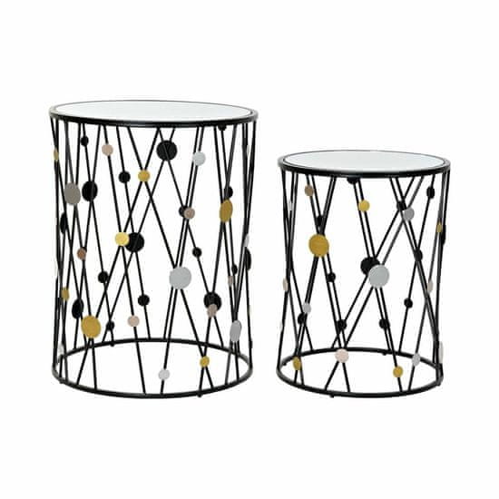 DKD Home Decor Komplet 2 majhnih mizic DKD Home Decor Black Golden Silver 46 x 46 x 59,5 cm
